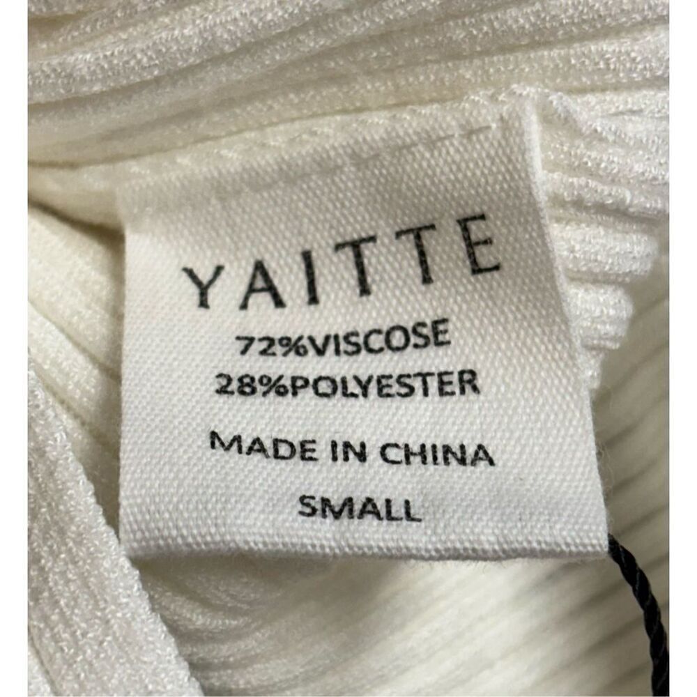 Yaitte Exclusive Ribbed Midi Halter Dress In White & Black Nwt Size Small — image 5 of 6